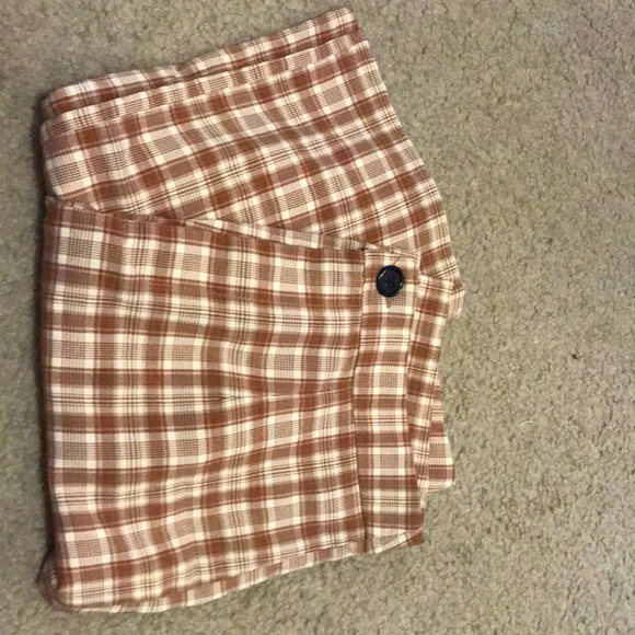 Brown gingham print high waisted pants - Picture 1 of 7